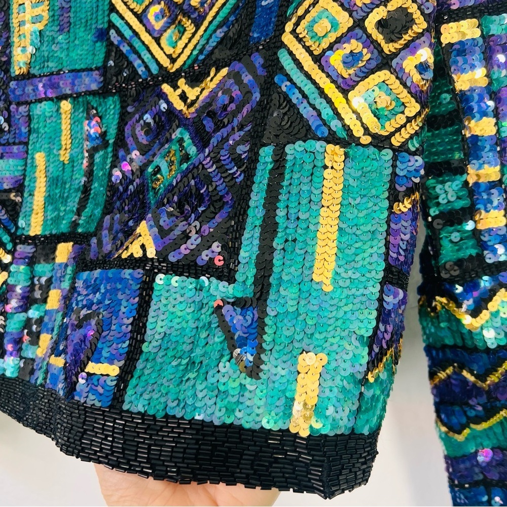 Sequin Embellished Multicolor Vintage  Jacket - Picture 7 of 11
